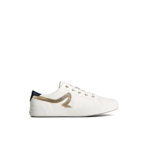 Sperry Sandy Leather Metallic Sneaker Sneakers Damen Weiß | 82CTHBRJI